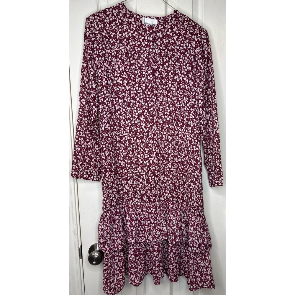 Vtg Carriage Court Floral sheer cottage Core Prairie Sz Small Ruffle
